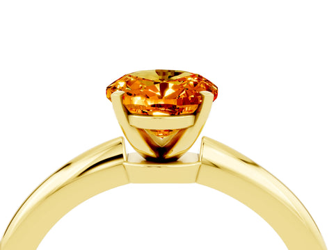 Yellow gold Oval Cut Citrine Solitaire Ring with Six-Prong Setting and Classic Band_4
