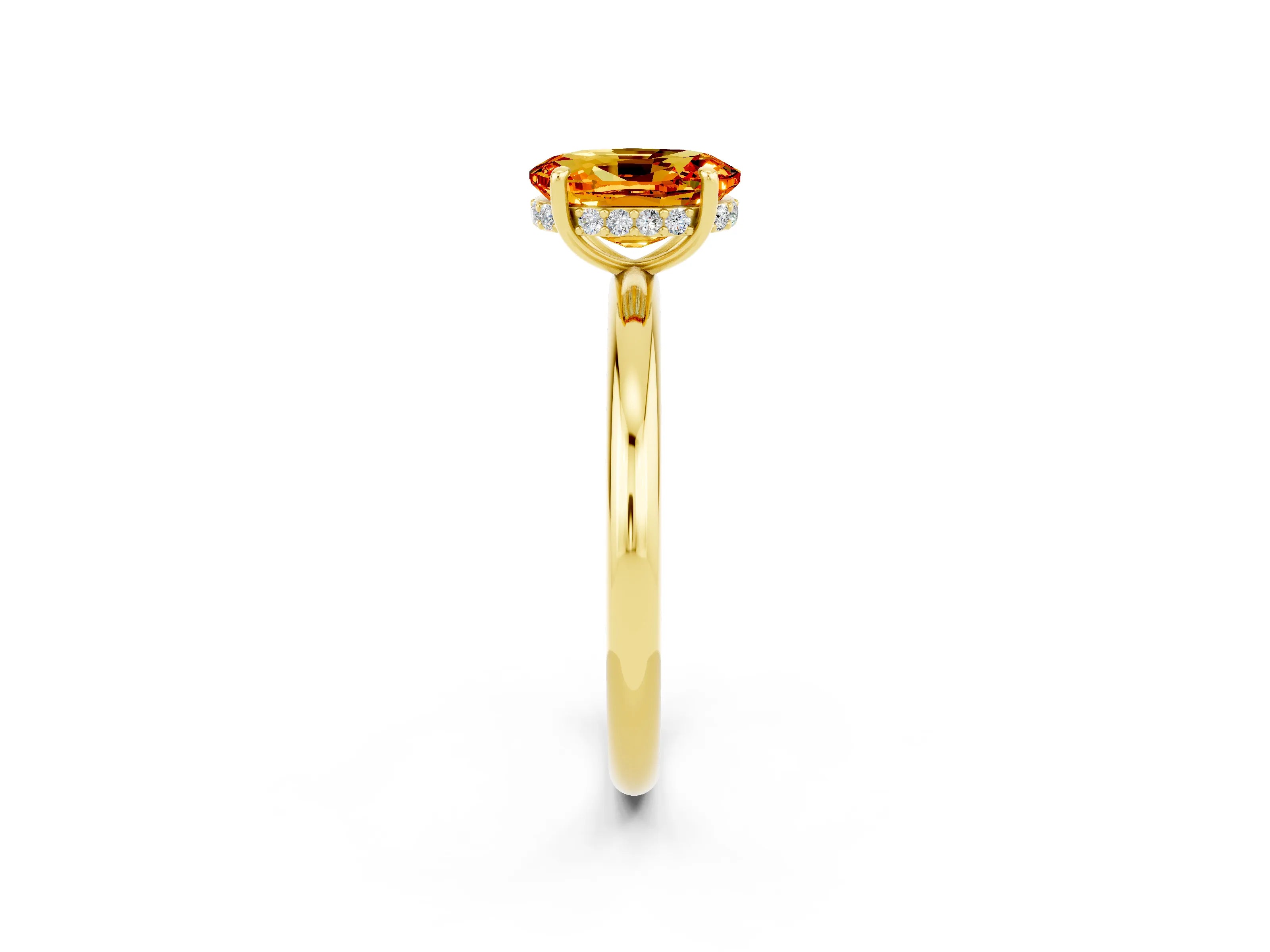 Yellow gold Oval Cut Citrine Solitaire Ring with Thin Band and Four-Prong Setting_14