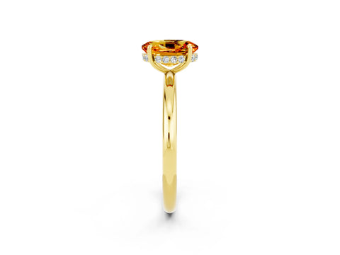 Yellow gold Oval Cut Citrine Solitaire Ring with Thin Band and Four-Prong Setting_14