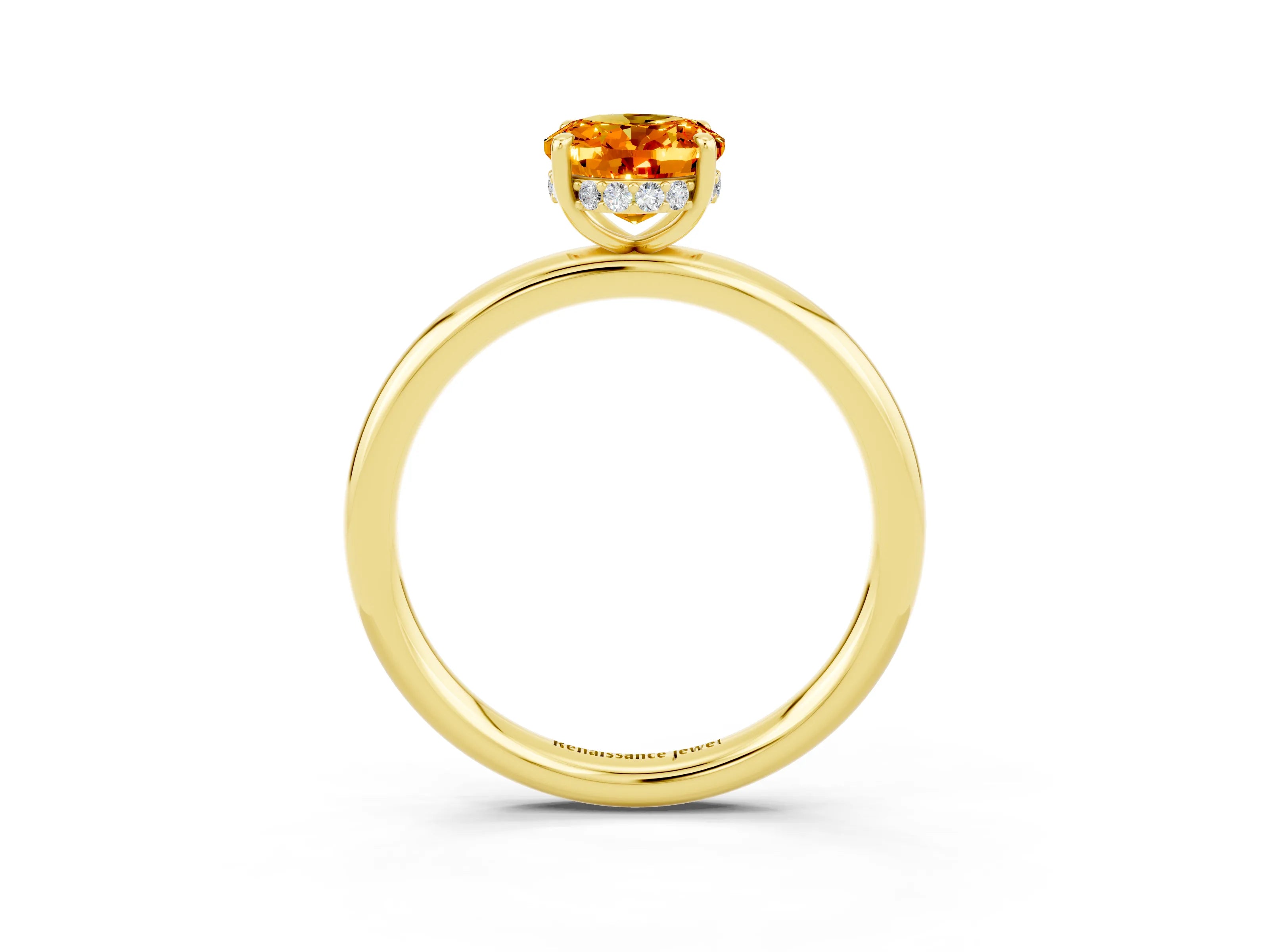 Yellow gold Oval Cut Citrine Solitaire Ring with Thin Band and Four-Prong Setting_15