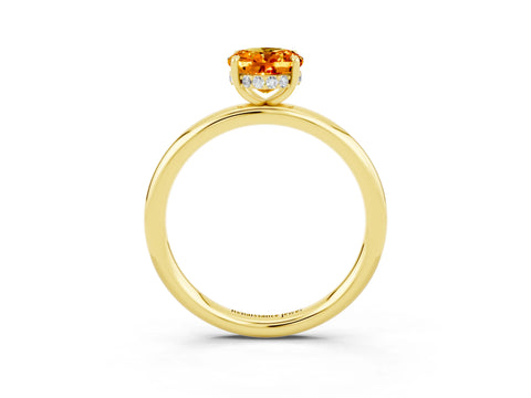Yellow gold Oval Cut Citrine Solitaire Ring with Thin Band and Four-Prong Setting_15