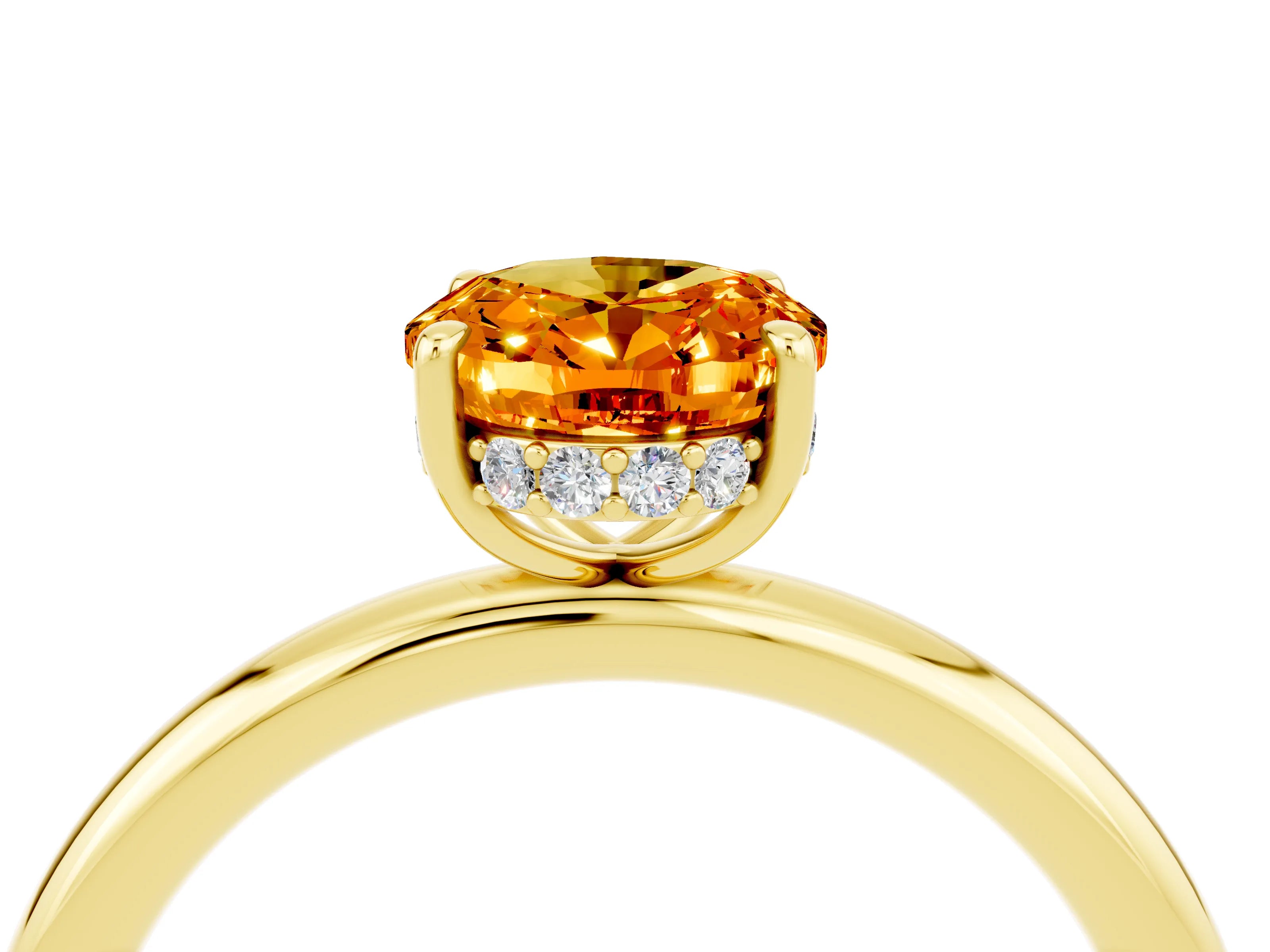 Yellow gold Oval Cut Citrine Solitaire Ring with Thin Band and Four-Prong Setting_16