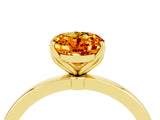 Yellow gold Oval Cut Citrine Solitaire Ring with Thin Band and Prong Setting_16