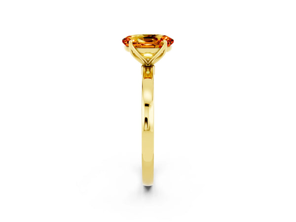Yellow gold Oval Cut Citrine Solitaire Ring with Thin Band and Prong Setting