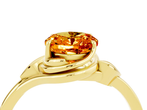 Yellow gold Oval Cut Citrine Solitaire Ring with Twist Band and Four-Prong Setting_28