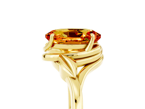 Yellow gold Oval Cut Citrine Solitaire Ring with Twist Band and Four-Prong Setting_29