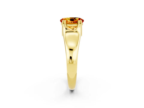 Yellow gold Oval Cut Citrine Solitaire Ring with Wide Band and Prong Setting_2