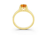 Yellow gold Oval Cut Citrine Solitaire Ring with Wide Band and Prong Setting_3