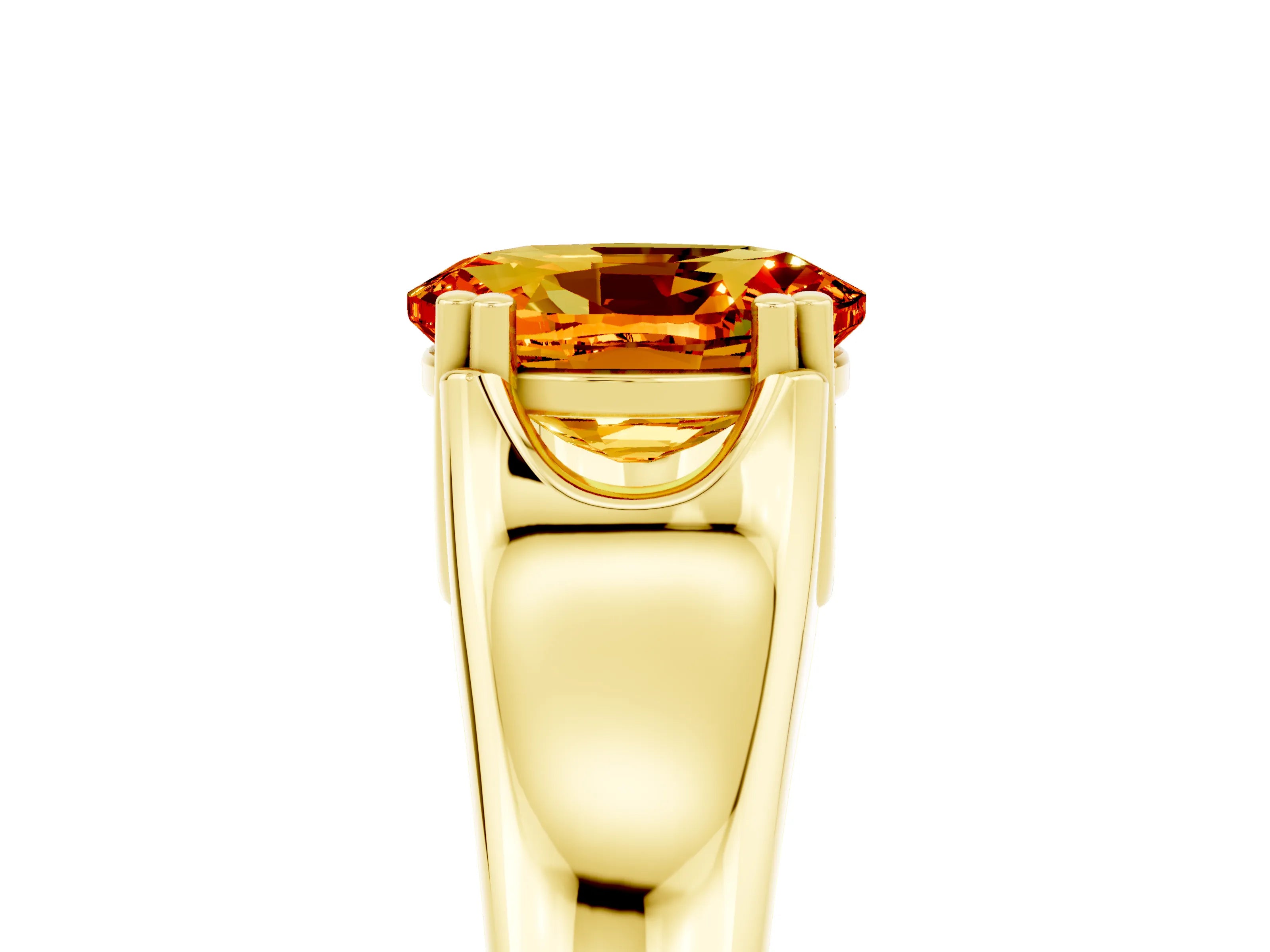 Yellow gold Oval Cut Citrine Solitaire Ring with Wide Band and Prong Setting_5