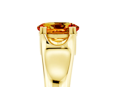 Yellow gold Oval Cut Citrine Solitaire Ring with Wide Band and Prong Setting_5