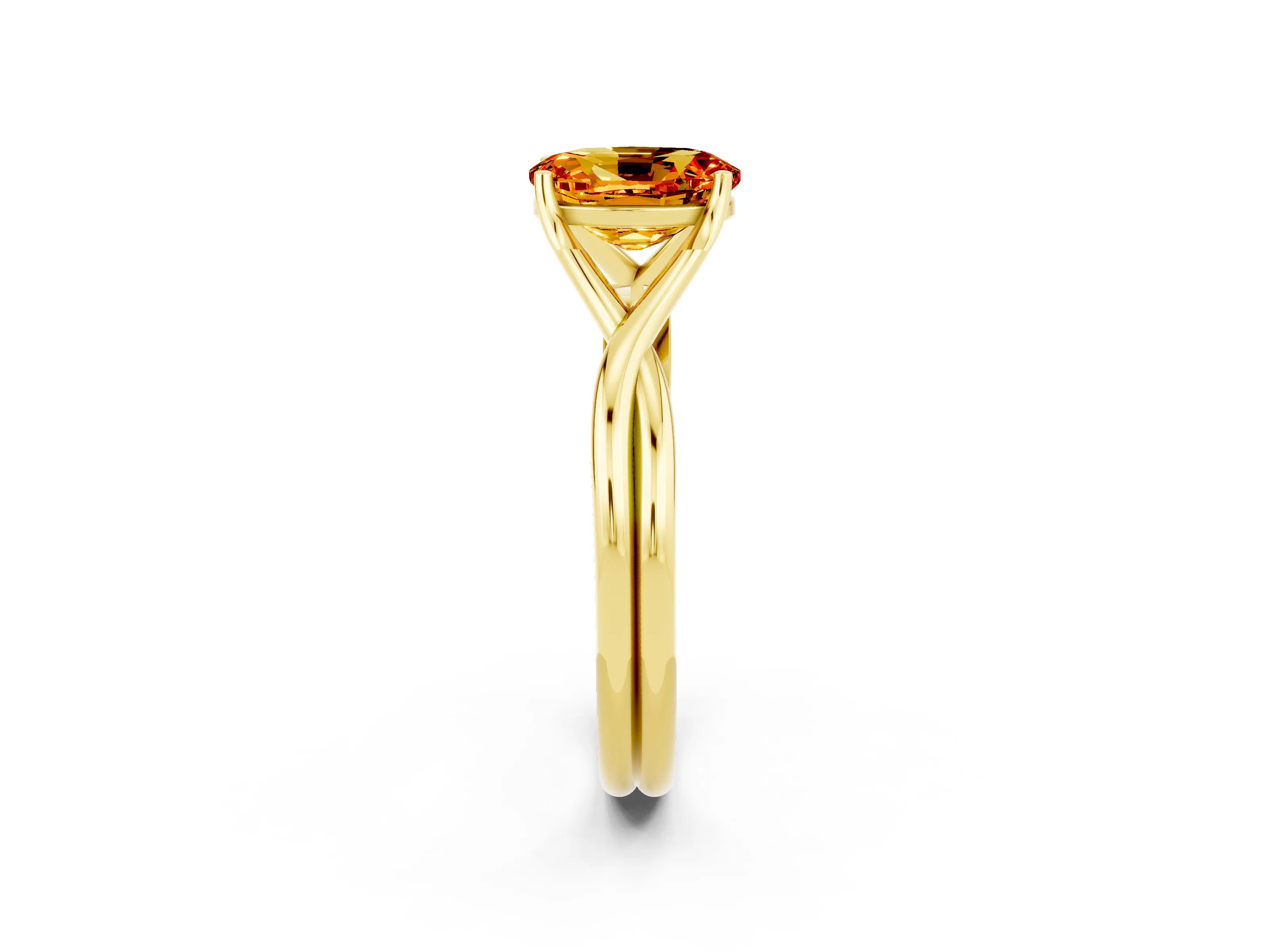 Yellow gold Oval Cut Citrine Solitaire Twist Band Prong Setting Ring_26