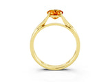 Yellow gold Oval Cut Citrine Solitaire Twist Band Prong Setting Ring_27