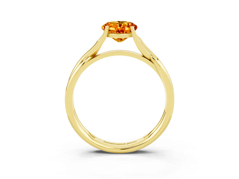 Yellow gold Oval Cut Citrine Solitaire Twist Band Prong Setting Ring_27