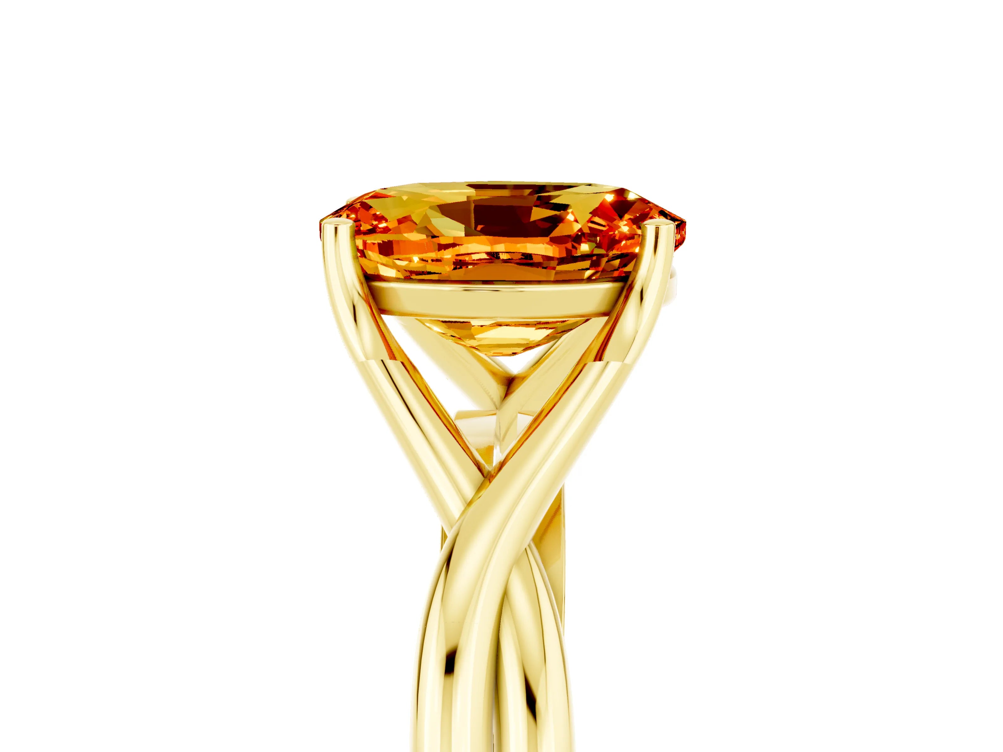 Yellow gold Oval Cut Citrine Solitaire Twist Band Prong Setting Ring_29