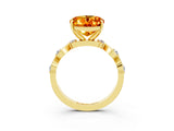 Yellow gold Oval Cut Citrine Solitaire Twisted Band with Round  Accents and Prong Setting_15