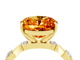 Yellow gold Oval Cut Citrine Solitaire Twisted Band with Round  Accents and Prong Setting_16