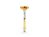 Yellow gold Oval Cut Citrine Solitaire with Side Baguettes and Channel Set Band_2