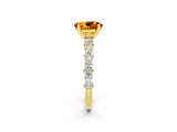 Yellow gold Oval Cut Citrine Solitaire with Side Stones, Pave Band, Four-Prong Setting_38