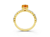 Yellow gold Oval Cut Citrine Solitaire with Side Stones, Pave Band, Four-Prong Setting_39