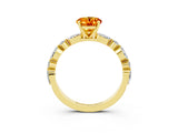 Yellow gold Oval Cut Citrine Solitaire with Side Stones on a Pavé Band and Four-Prong Setting_3