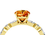 Yellow gold Oval Cut Citrine Solitaire with Side Stones on a Pavé Band and Four-Prong Setting_4