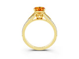 Yellow gold Oval Cut Citrine Split Shank Engagement Ring with Pavé Band_3
