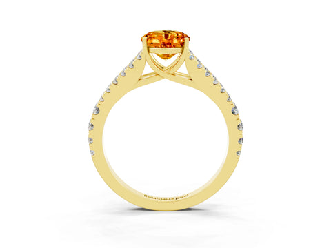 Yellow gold Oval Cut Citrine Split Shank Pavé Engagement Ring with Four-Prong Setting_15