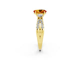 Yellow gold Oval Cut Citrine Three-Stone Ring with Pavé Split Shank and Four-Prong Setting_14