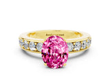 Yellow gold Oval Cut Cut Channel Set Diamond Engagement Ring with Four-Prong Setting