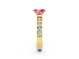 Yellow gold Oval Cut Cut Channel Set Diamond Engagement Ring with Four-Prong Setting_2