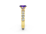 Yellow gold Oval Cut Cut Channel Set Diamond Engagement Ring with Four-Prong Setting_2