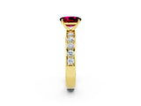 Yellow gold Oval Cut Cut Channel Set Diamond Engagement Ring with Four-Prong Setting_2