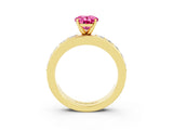 Yellow gold Oval Cut Cut Channel Set Diamond Engagement Ring with Four-Prong Setting_3