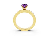 Yellow gold Oval Cut Cut Channel Set Diamond Engagement Ring with Four-Prong Setting_3