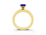 Yellow gold Oval Cut Cut Channel Set Diamond Engagement Ring with Four-Prong Setting_3