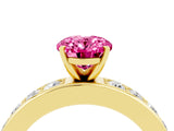 Yellow gold Oval Cut Cut Channel Set Diamond Engagement Ring with Four-Prong Setting_4
