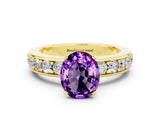 Yellow gold Oval Cut Cut Channel Set Diamond Engagement Ring with Four-Prong Setting
