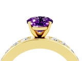 Yellow gold Oval Cut Cut Channel Set Diamond Engagement Ring with Four-Prong Setting_4