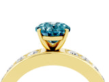 Yellow gold Oval Cut Cut Channel Set Diamond Engagement Ring with Four-Prong Setting_4