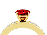 Yellow gold Oval Cut Cut Channel Set Diamond Engagement Ring with Four-Prong Setting_4