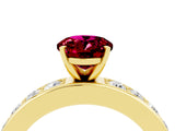 Yellow gold Oval Cut Cut Channel Set Diamond Engagement Ring with Four-Prong Setting_4