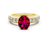 Yellow gold Oval Cut Cut Channel Set Diamond Engagement Ring with Four-Prong Setting
