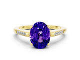Yellow gold Oval Cut Cut Channel Set Solitaire Engagement Ring with Four-Prong Setting