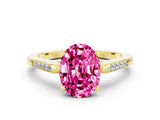 Yellow gold Oval Cut Cut Channel Set Solitaire Engagement Ring with Four-Prong Setting