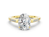 Yellow gold Oval Cut Cut Channel Set Solitaire Engagement Ring with Four-Prong Setting