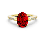 Yellow gold Oval Cut Cut Channel Set Solitaire Engagement Ring with Four-Prong Setting