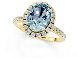 Yellow gold Oval Cut Cut Diamond Floral Halo Engagement Ring with Pavé Band and Prong Setting_1