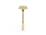 Yellow gold Oval Cut Cut Diamond Floral Halo Engagement Ring with Pavé Band and Prong Setting_2