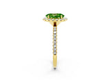 Yellow gold Oval Cut Cut Diamond Floral Halo Engagement Ring with Pavé Band and Prong Setting_2