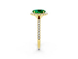 Yellow gold Oval Cut Cut Diamond Floral Halo Engagement Ring with Pavé Band and Prong Setting_2